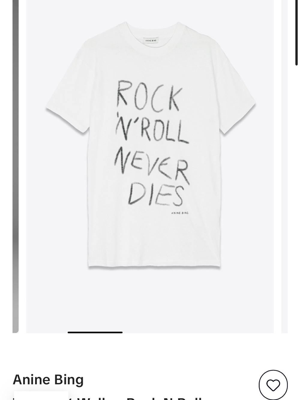 Anine Bing White Short-Sleeve 'Rock 'N' Roll Never Dies' Graphic Tee